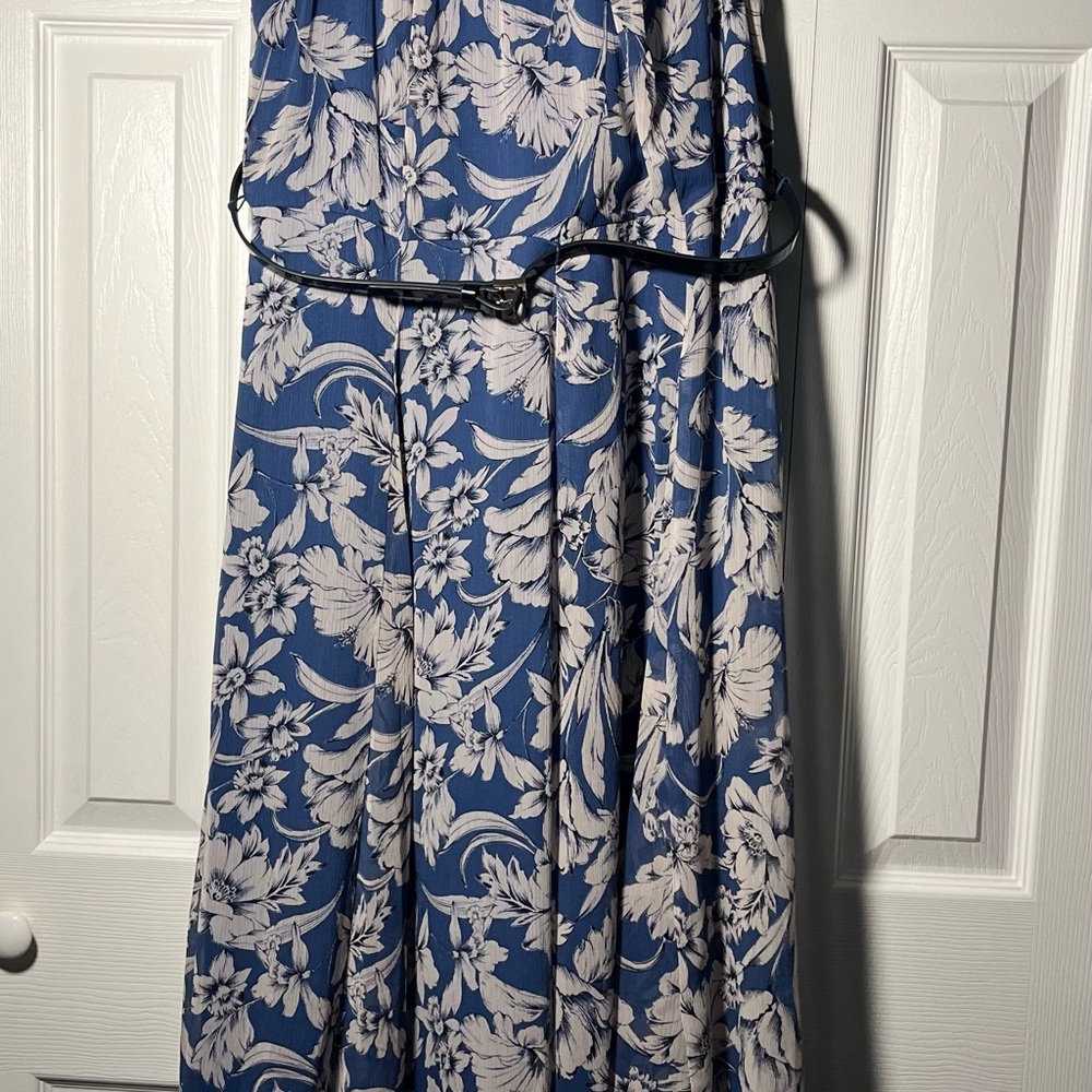 Tommy Hilfiger Blue and White Floral Maxi Dress